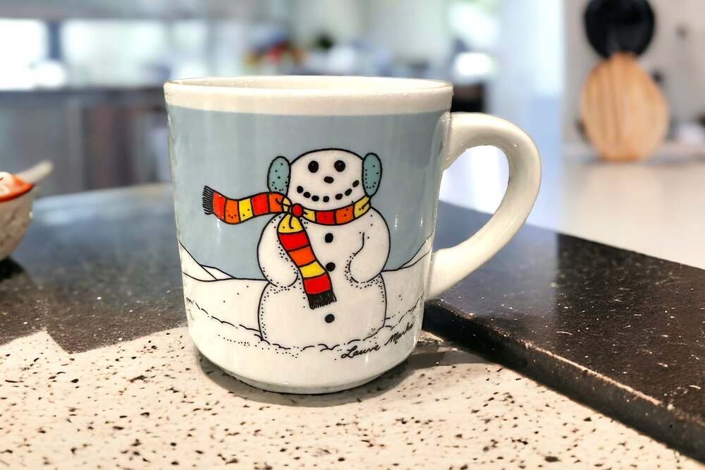 Vtg Ten Strawberry Street Snowman Mug Coffee Cup Laurie Marks